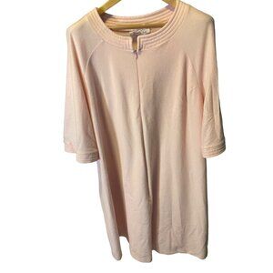 Vintage Vanity Fair Pink Full Zip Knee Length Robe Sz XL